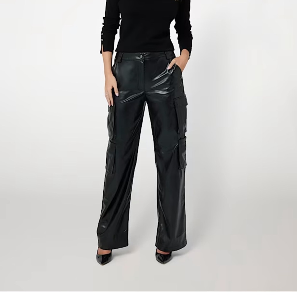 NWT Guess Kori High-Rise Faux-Leather Cargo Pants
